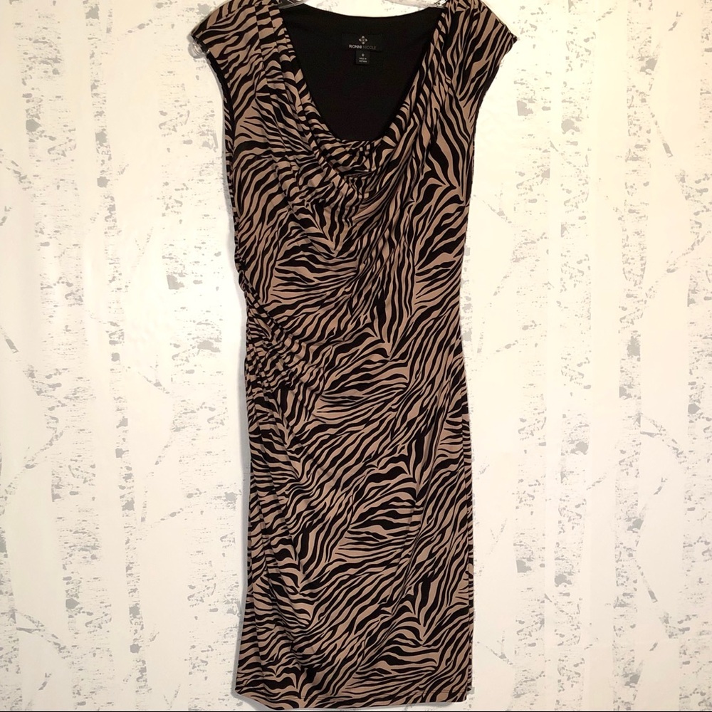 Ronni Nicole Animal Print Sheath Dress Size 8